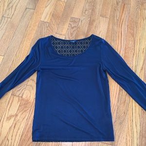 Navy long sleeve open back top